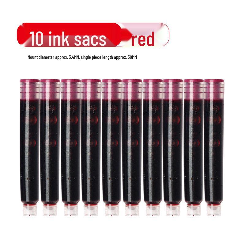 100 Fountain Pen Ink Cartridges: Blue, Black, Red for Students - 3.4mm Universal Replacement