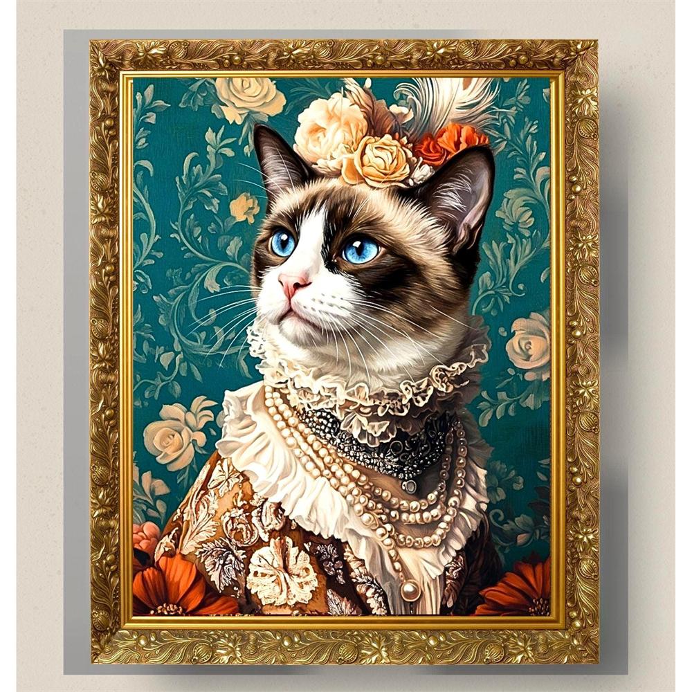 Stampe Floreali Vintage Ritratti di Animali Arte Botanica Cane e Gatto Poster Ritratti di Animali Floreali Vintage Illustrazione di Animali Pittura su Tela