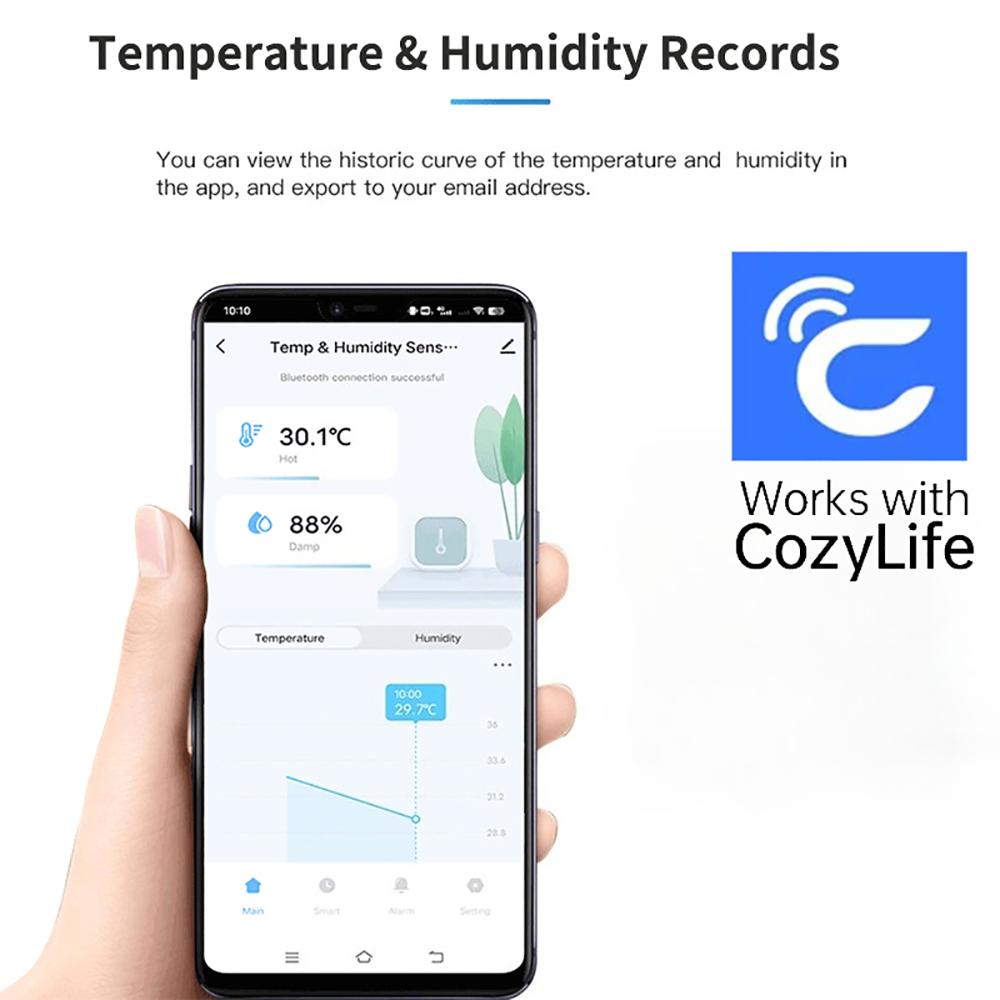 Kabelloser Temperatur- und Feuchtigkeitssensor Echtzeit-Überwachung Intelligentes WiFi-Thermometer-Hygrometer-Sensor Intuitiver Komfortindikator für Zuhause