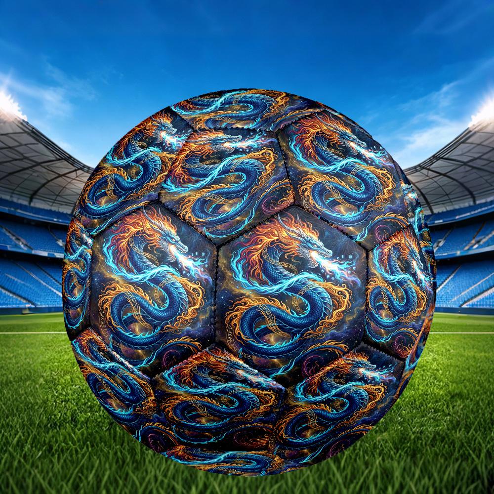 1pc Cosmic Dragon Art Theme Soccer Ball Football, Size 5, Lightweight PVC, Outdoor Training Soccer Ball,Gift c65109