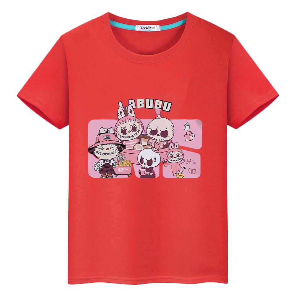 Labubu T Shirt for Kids Boy 10years 100%Cotton Anime Short Kawaii Tops Pride Tshirt Y2k Toddler Girl Clothes Kids Clothes Girls