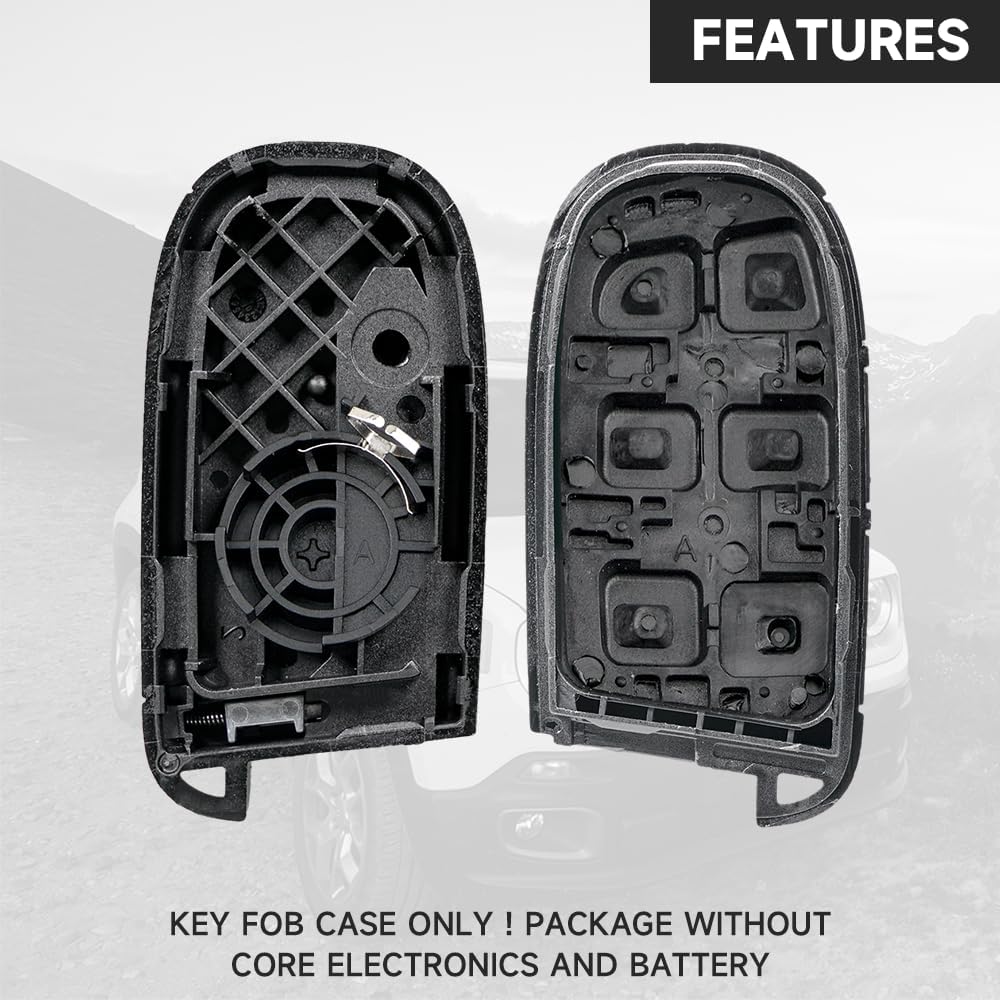 Key Fob Cover Shell Case Replacement 4 Buttons Key Fob Remote Control Shell Case - Compatible for Jeep Renegade Compass 2015-2018  for Fiat 500 500x