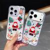 3D Epoxy Christmas Father Santa Claus Clear Phone Case For iPhone 17 Air 16 15 14 13 Pro Max Plus Shockproof Cover Bumper Back Phone Cover