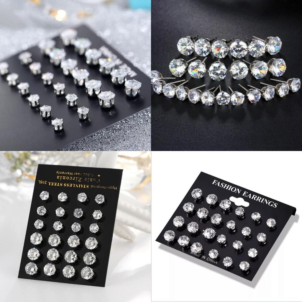 Water Crystal Jewelry Mini Stud Earrings With Microset For Womens Gift