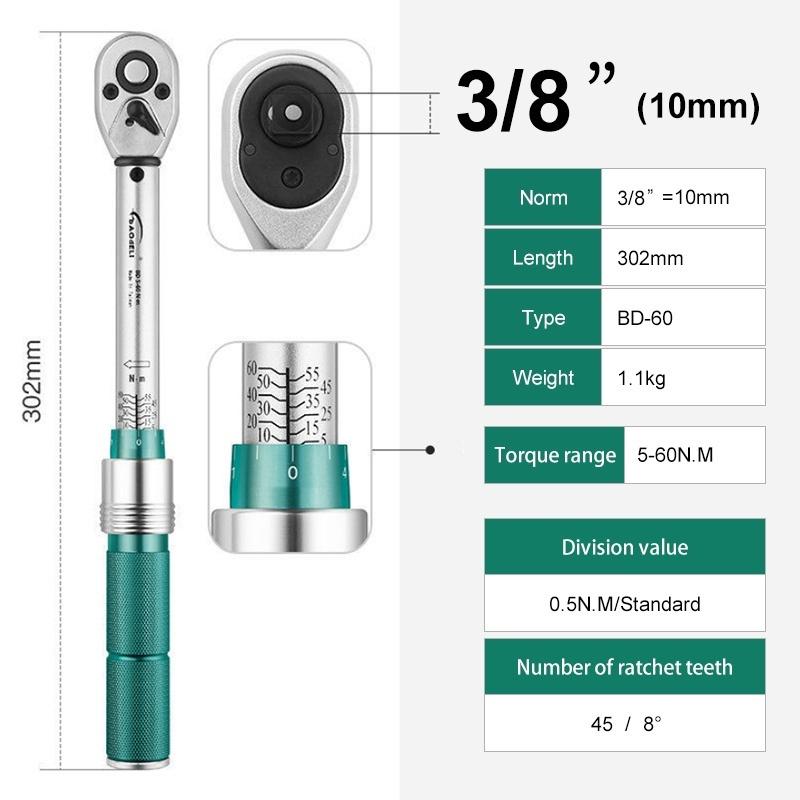 Adjustable Torque Wrench Industrial Grade Torque Wrench 0.5-220 N.M Car And Bicycle Repair Wrench
