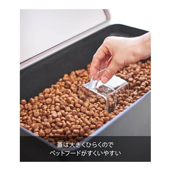 Yamazaki Jitsugyo Airtight Pet Food Stocker 12kg with Measuring Cup Black Approx. W41 X D24 X H42.5 (When Lid Is Open: Approx. H65.5) Cm Nooks Food