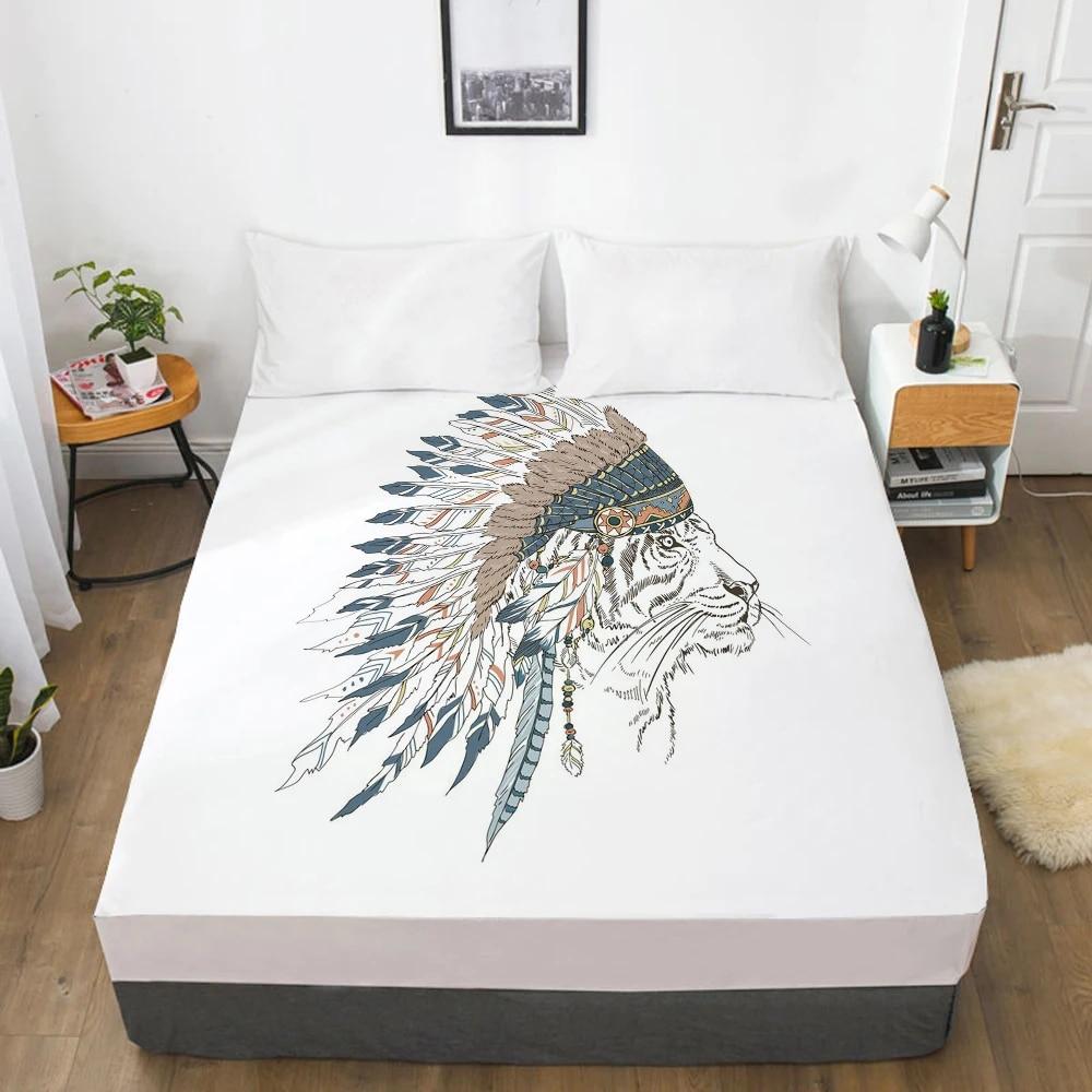 Customize Fitted Sheets Mattress Cover With Elastic Band 3D Bedsheet Linens 135x200 200x200 Bed Sheet Bedding Bohemia Elephant