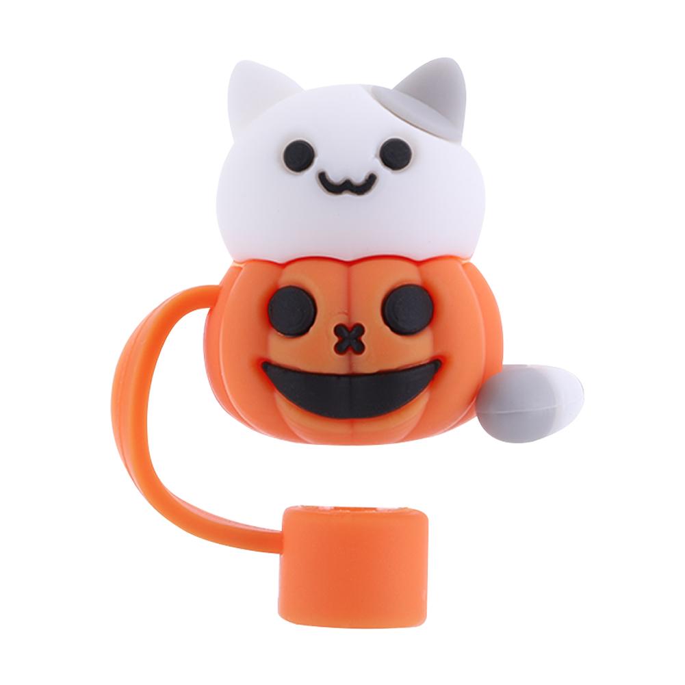 5-1pc Halloween Silicone Straw Covers Dust-Proof Cute Cartoon Straw Caps Funny Tumbler Straw Plugs for Stanle y 30/40 OZ Cups
