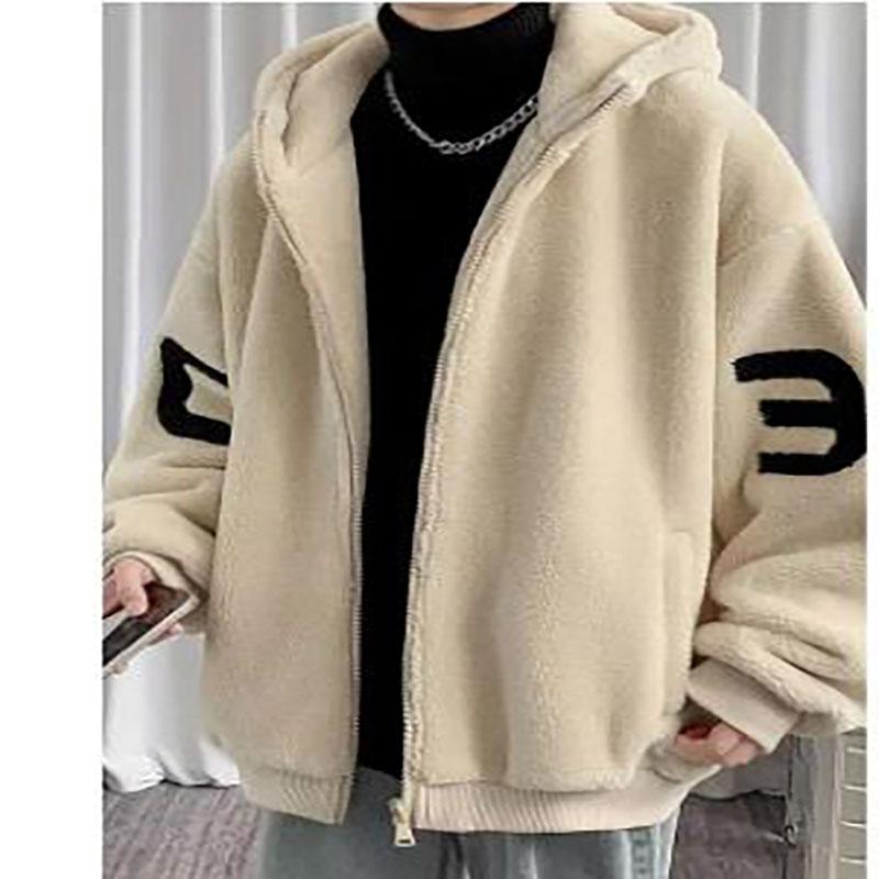 Herre Vinter Stor Størrelse Ungdommelighet Varm Løs Kort Casual Krage med Hette Glidelås Cardigan Jakke Utendørs Sport Topper