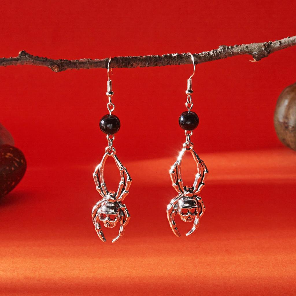 Vintage Halloween Skelett Geist Kralle Spinnennetz Kürbis Spinne Hängeohrringe Punk Metall Totenkopf Ohrring Für Frauen Männer Gotischer Schmuck