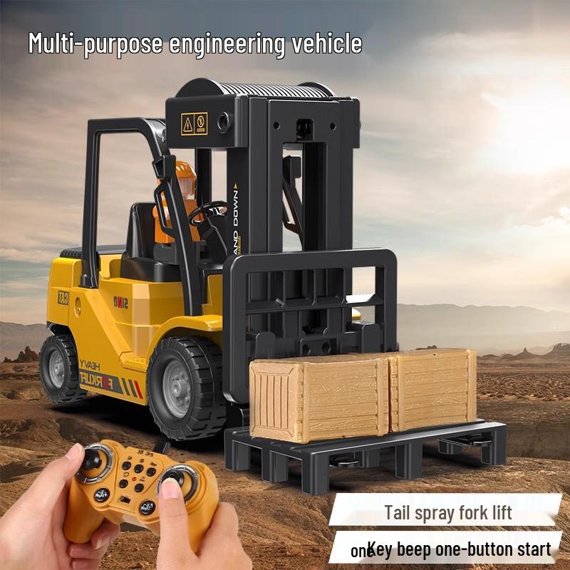 2.4G Remote Control Forklift Toy: 11-Channel Crane with Lights and Music for Kids