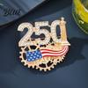 Rhinestone Number Brooch Women 3D 250 Rhinestones Mechanical Gear