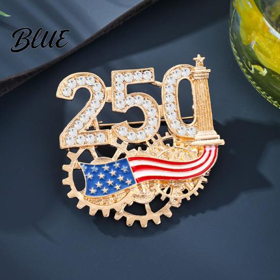 Rhinestone Number Brooch Women 3D 250 Rhinestones Mechanical Gear