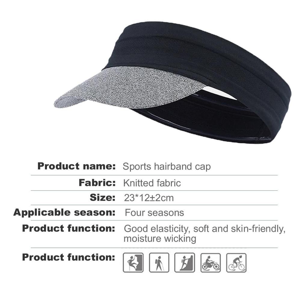 Dehnbarer Sonnenblendenhut für Damen und Herren, Verstellbare, verpackbare Sportkappe, Outdoor-Tragbare Sonnenschutz-Sportkappe mit Schweißband