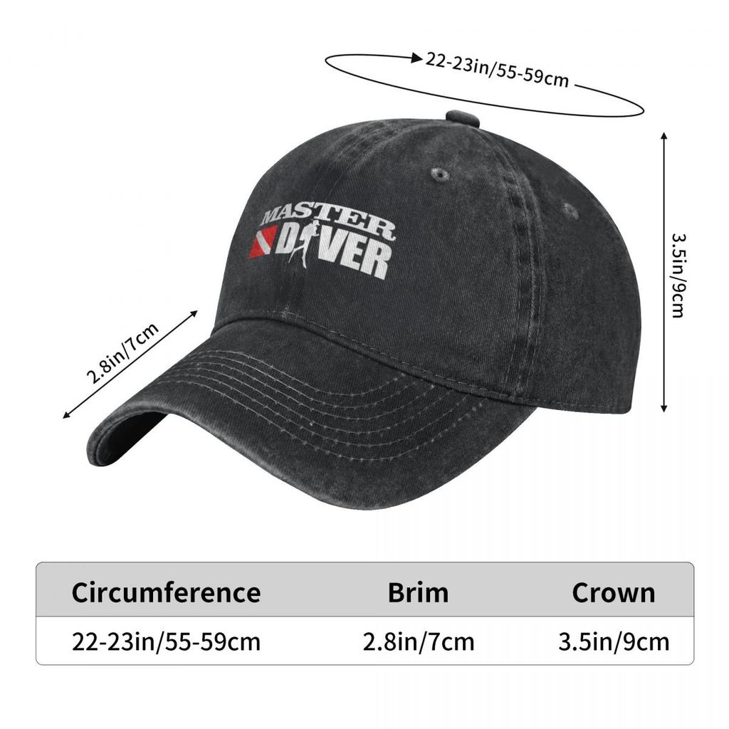 Diving Master Diver We Play In Deep End Adult Retro Denim Washed Baseball Caps Male Cowboy Street Tide Hat Hiking Peaked Cap