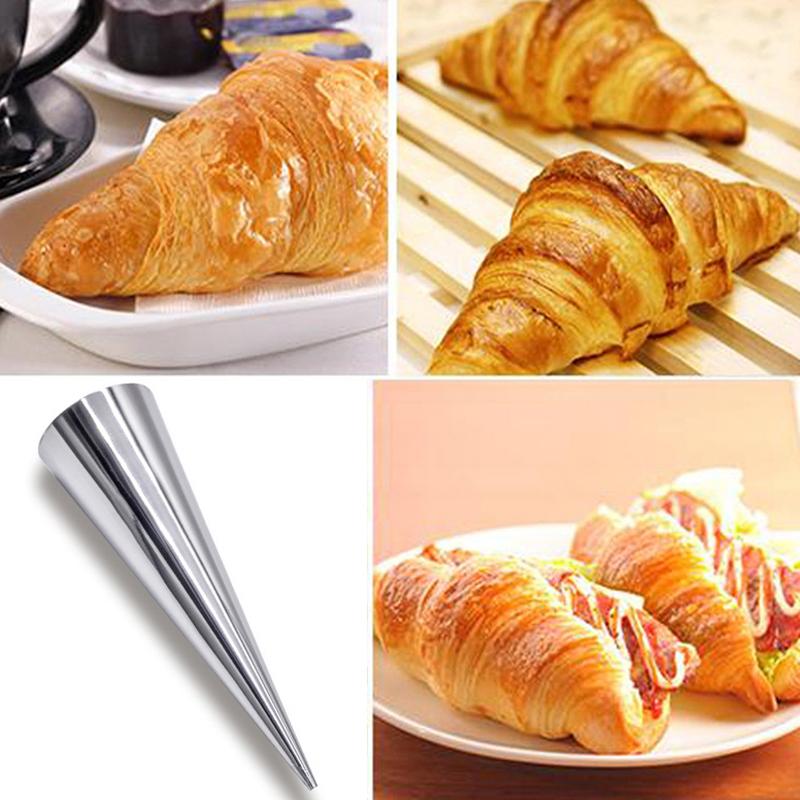 1Set Stainless Steel Cannoli Form Tubes Cream Roll Mold Diagonal Shaped Free Standing Cone Flower Mounted Mouth Cleaning Brush