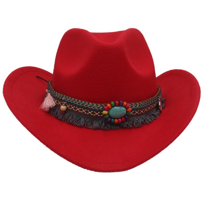 Jewel Accessories Western Cowboy Hat Minority Tibetan Top Hat Prairie Curled Woolen Felt Hat Jazz Hat