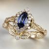 Source Factory2026New vintage court-style women's couple rings, fashionable gold-plated rings with sapphire inlay