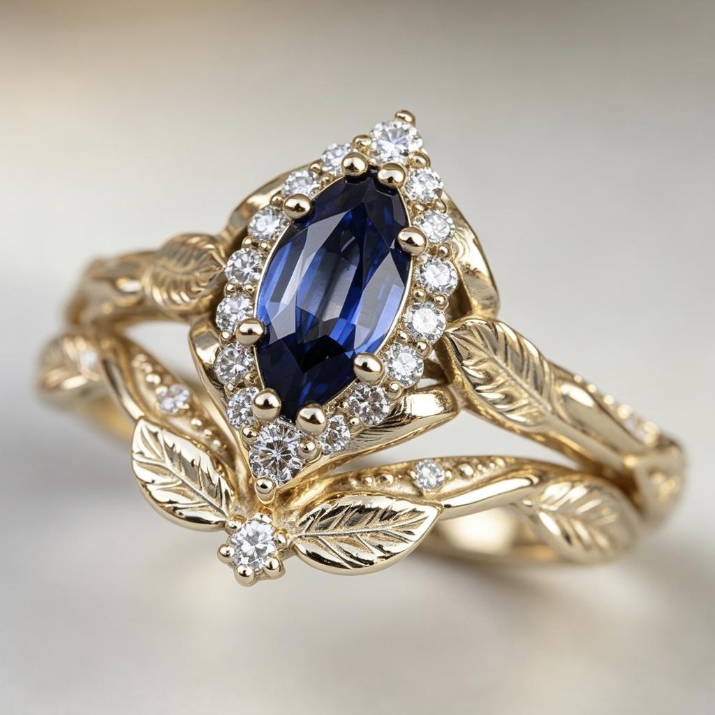 Source Factory2026New vintage court-style women's couple rings, fashionable gold-plated rings with sapphire inlay
