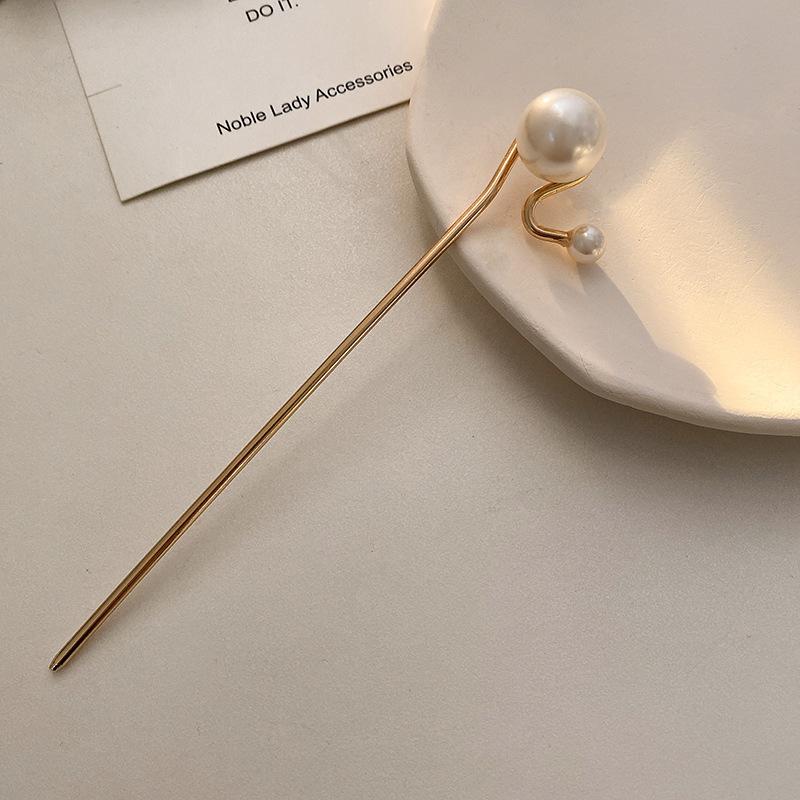 New Hairpin Hair Sticks Minimalist Big Pearl Trendy Punk Metal Hair Accessories Headwear Hairstyle for Women Jewelry H048
