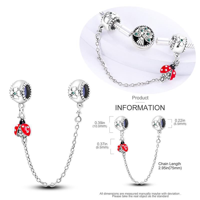 New Copper Star Moon Peach Heart Safety Chain Charm Beads Suitable For Pan Bracelets Diy Women'S Jewelry Gifts