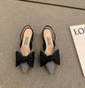 Pompe de vară pentru damă, cu vârf ascuțit, cu fundă, pantofi, pantofi, carouri, buline, tocuri, cu toc, sandale cu toc mic, pantofi casual subțiri