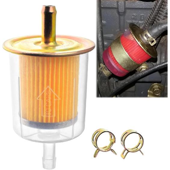 5Pcs 5/16” Universal Fuel Filters With 10Pcs 8Mm Hose Clamps Gas Inline Fuel Filters For Motorcycles, Cars, Trucks