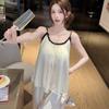 Summer 1011 New French Sweet Suspender Pants with Chest Pad Women's Sexy Thin Pure Ice Silk Pajamas Women