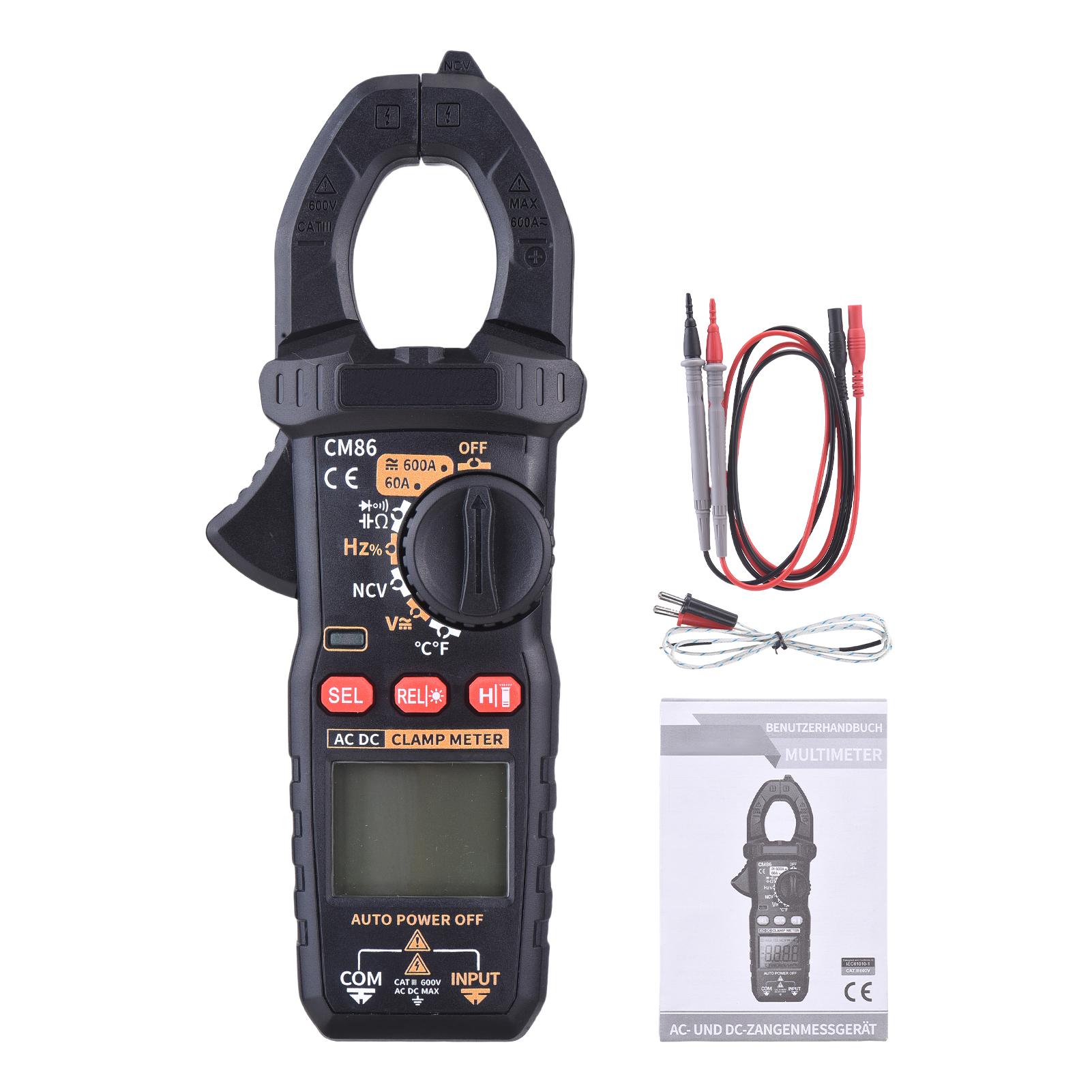 

Digital Clamp Meter, 600A ACDC Current Voltage Tester, True RMS Multimeter with NCV, Temperature,