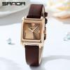 Sanda Women's Retro Leather & Mesh Strap Casual Wristwatch