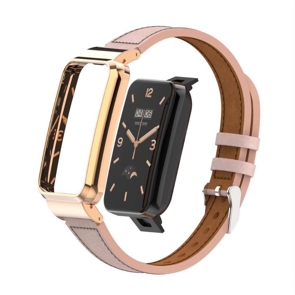 Leather Strap + Metal Case for Xiaomi Mi Band 7 Pro Bracelet Correa High-end Replacement Wrist Strap for Mi Band 7 Pro Belt