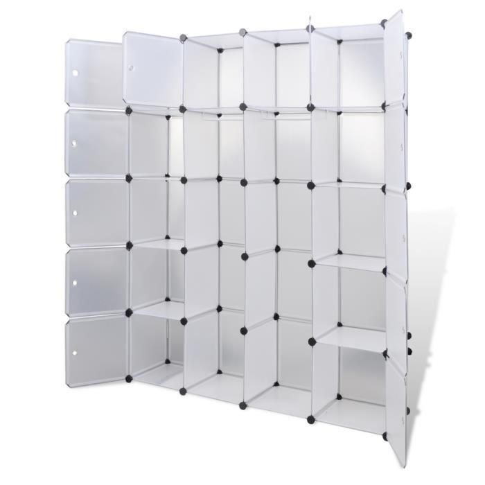 VidaXL Cabinet modulable avec 14 compartiments blanc 37x146x180,5 cm