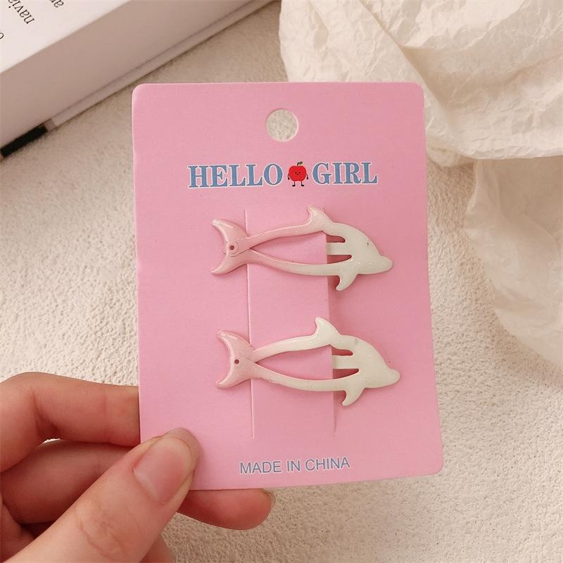 2pcs/set Cute Cartoon Dolphin BB Hair Clip For Children Girls Versatile Bangs Hair Clip Fashion Side Clip Hair Accessories Gifts