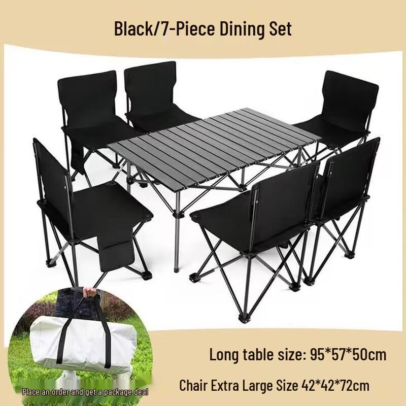 ZISIZ Outdoor Folding Table and 6-Chair Set