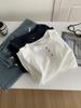 Damen Plus Size Koreanischer Stil Henley-Kragen Langarm Baumwoll-T-Shirt, 240 Jin, Figurschmeichelnder Schnitt, Einfarbige Basis Schicht