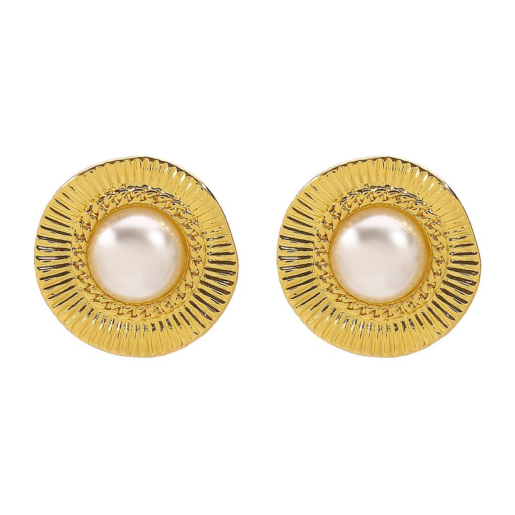 Fashion French Geometric Inlaid Pearl Stud Earrings, Necklace, Fashion Temperament Niche Alloy Accessories