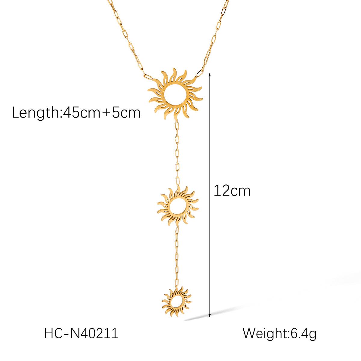 Hollow Sunflower Pendant Necklace Women Long Layering Titanium Steel Chain Fashion Versatile Accessory