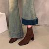 Autumn Winter Vintage Thick Heels Women Ankle Boots Elegant Square Toe Stripper Party Shoes Modern Short Botas Para Mujer