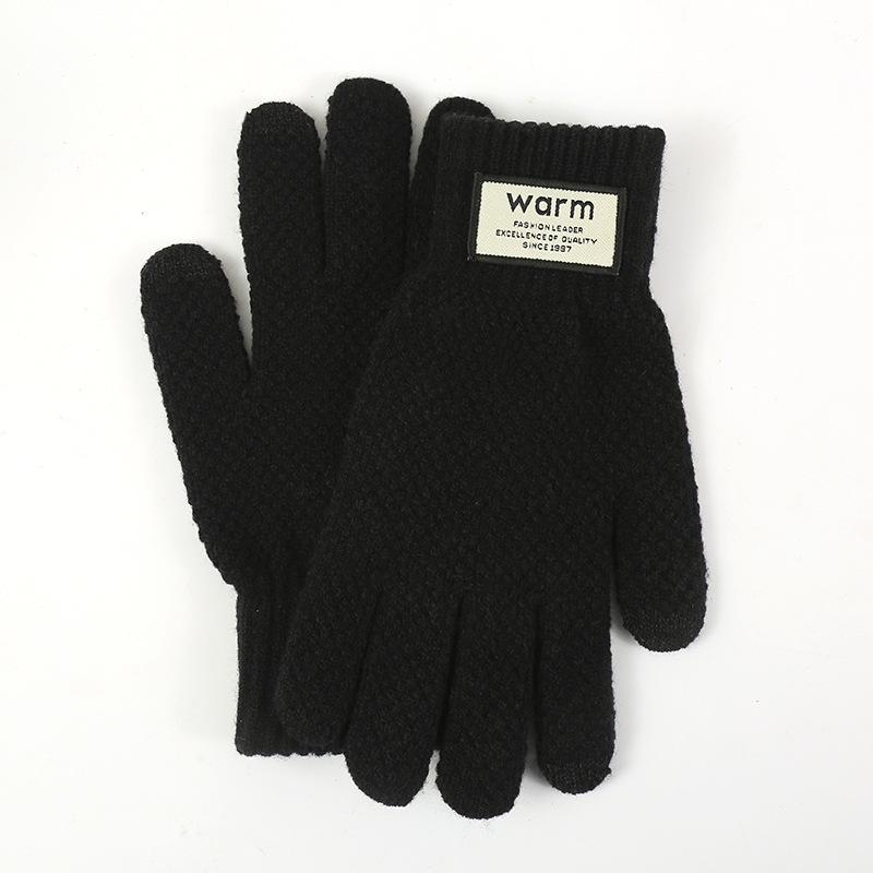 Women's Winter Velvet-Lined Touchscreen Knit Gloves - Cute, Thick, Korean Style, Cold-Proof