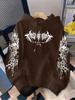 Dark Gothic letter print hooded sweater, the same street loose pullover for men and women