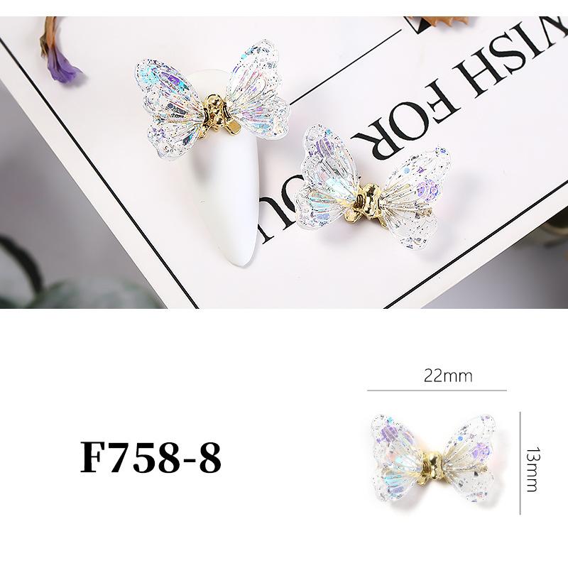 Nail Art Butterfly Jewelry Resin Aurora Color Three-Dimensional  Dynamic Butterfly Super Flash Nail Art Decoration