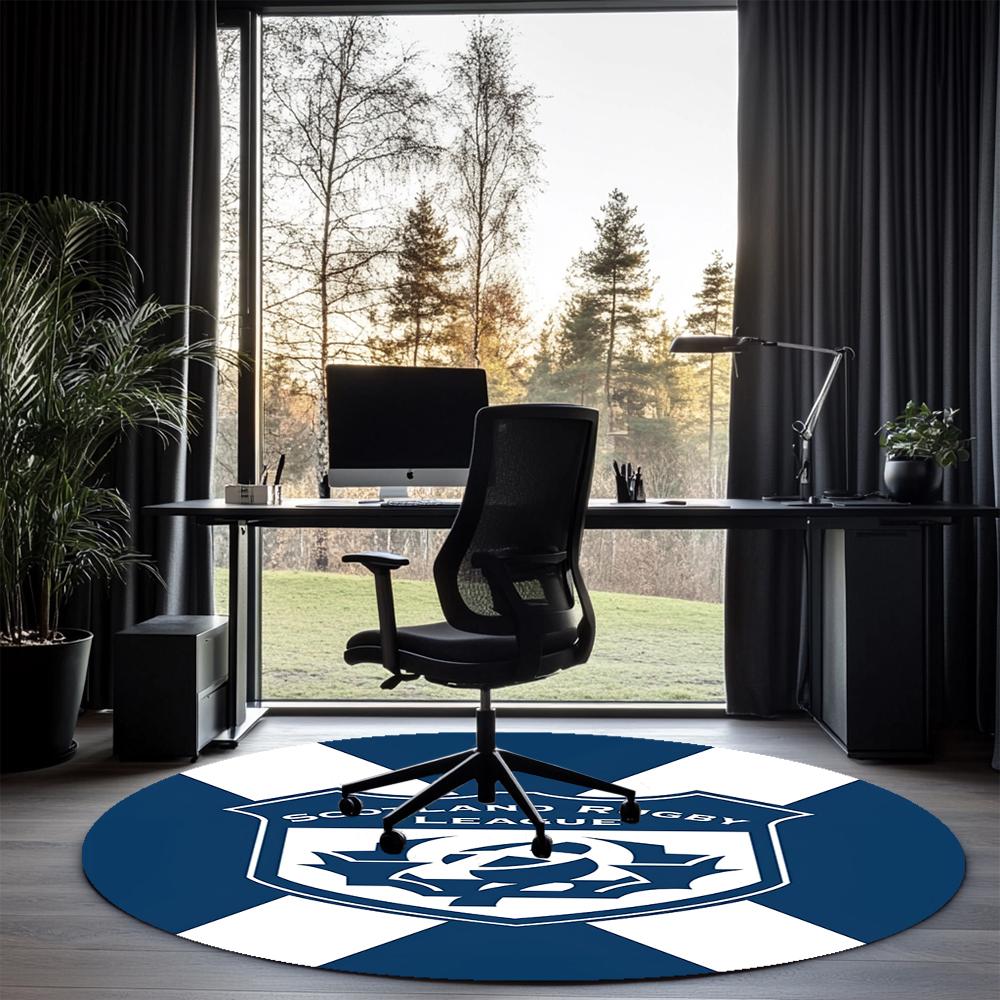 Scotland Rugby Printed Round Rug Carpet Chair Rug Area Rug Entryway Doormats,for Office Chair Living Room Bedroom Kitchen Room.