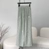 Women's Patchwork Color Contrast Plaid Loose Mopping Casual Fashion Wide Leg Pants