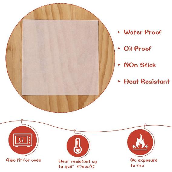 Square Patty Paper 4x4 Inch, Set of 300, Non Stick Patty Paper Sheets for Burger Press, Patty Serperate and Cake Baking,Freezing and Caramel Candy