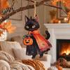 Watercolor Witch Cat Wood Decor Halloween Wooden Hanging Ornament, Decorative Pendant, Party Cute Holiday Favors for Tree And Window Pumpkin Sign