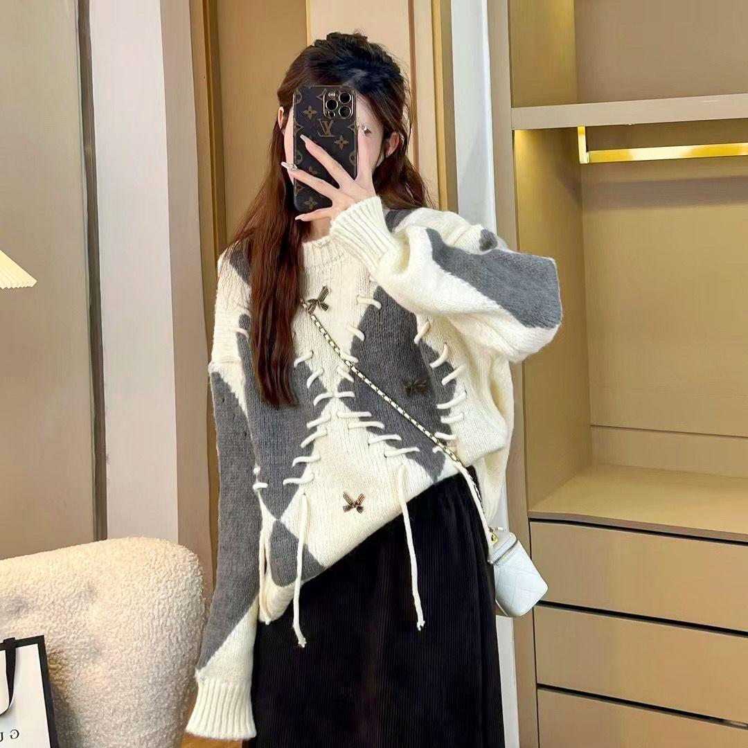 

Ношение контрастных мягких и липких женских свитеров осенне-зимнего дизайна Sense Loose Knit Sweater XL