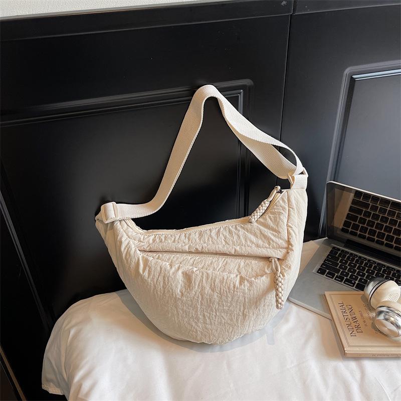 Fashion cloth bag female student class satchel foreign style cloth messenger bag large capacity shoulder bag Japanese outing dumpling bag