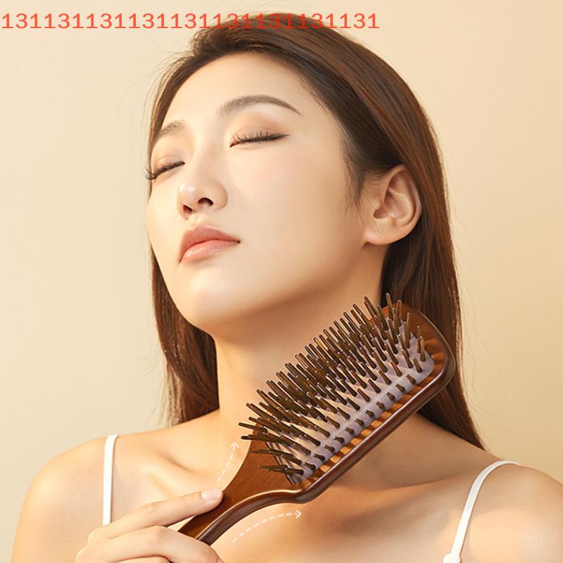 1pcs Sandalwood Hand Carved Air Cushion Comb With Wood Teeth, Scalp Massage Brush For All Hair Types, Wooden Hair Styling