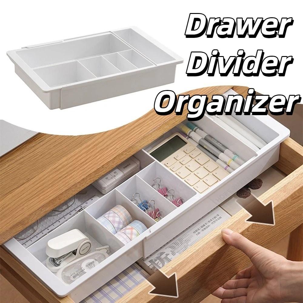 Adjustable Telescopic Drawer Storage Container Plastic Retractable Telescopic Box  Desktop Storage