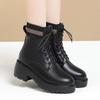 Autumn and winter new thick-soled heightening warm Martin boots women's velvet thickened soft leather soft-soled versatile short boots